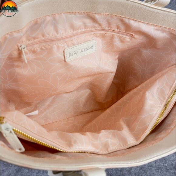 Betsey Johnson Tote Bag Purse W/ Mini Zip Pink White Gingham Plaid Skull Punk - Picture 5 of 16